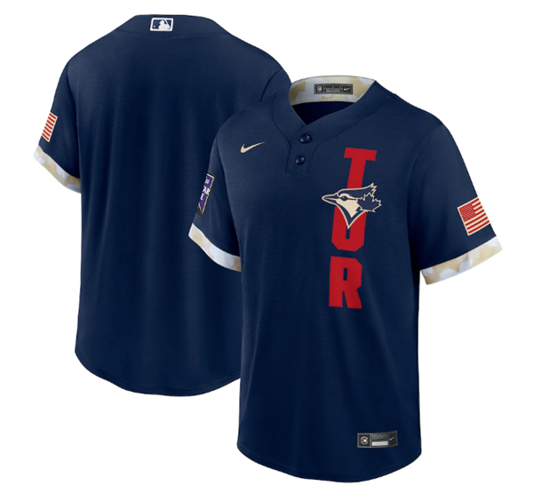 Men's Toronto Blue Jays Blank 2021 Navy All-Star Cool Base Stitched MLB Jersey Men's Toronto Blue Jays Blank 2021 Navy All-Star Cool Base Stitched MLB Jersey